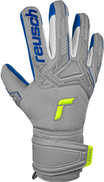 reusch Attrakt Freegel Silver Finger Support Goalkeeper Glove Goalkeeper Size 10 Wolf Grey/Safety Yellow/Deep B - Third Coast Soccer