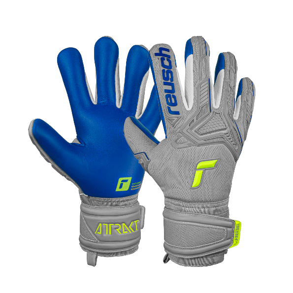 reusch Attrakt Freegel Silver Finger Support Goalkeeper Glove Goalkeeper Size 11 Wolf Grey/Safety Yellow/Deep B - Third Coast Soccer