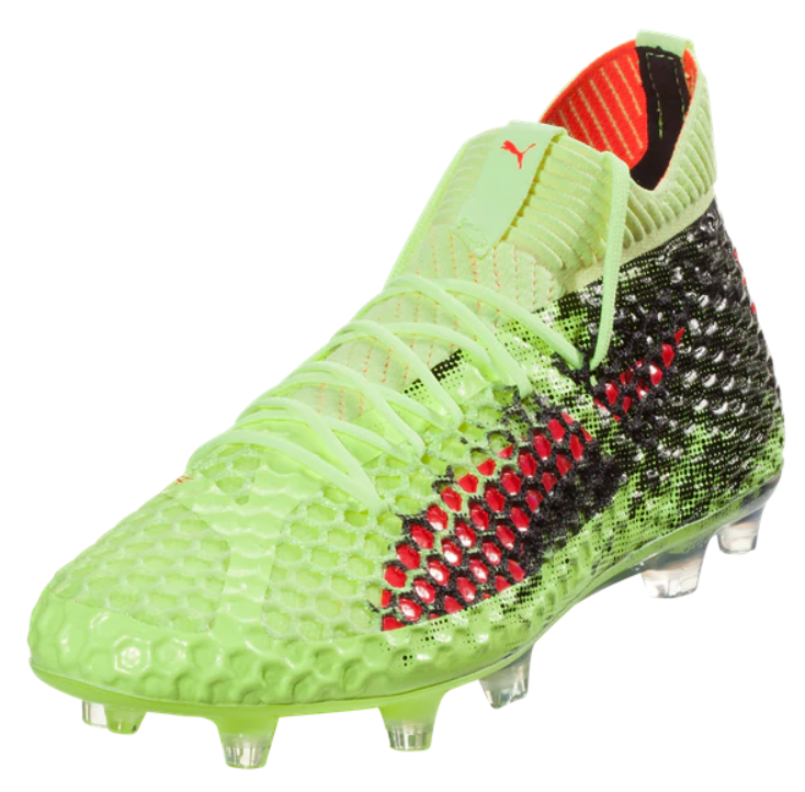 Puma Future 18.1 Netfit Fg/Ag - Fizzy Yellow/Red Blast/Black Mens Firm Ground Fizzy Yellow/Red Blast/Black Mens 7 - Third Coast Soccer