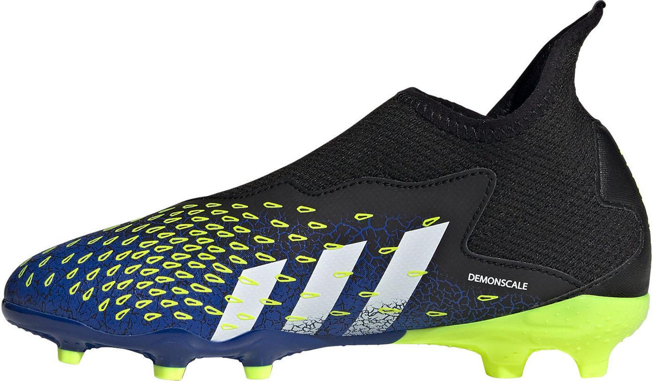 adidas Predator Freak .3 Laceless Junior Fg - Black/White/Royal Youth Firm Ground Black/Solar Yellow/Team Royal Youth 3 - Third Coast Soccer