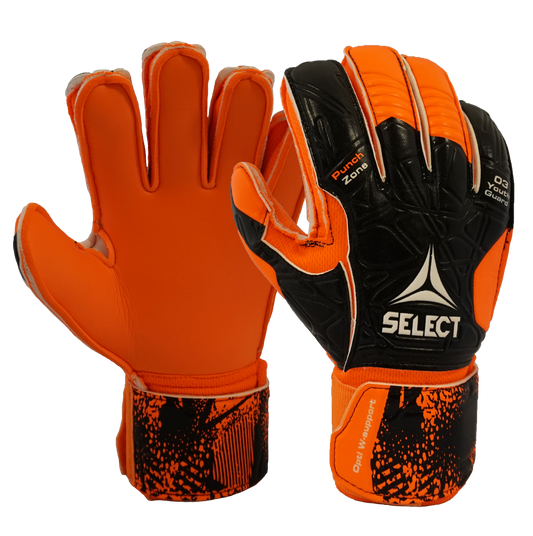 Select 03 Youth Protec Goalkeeper Glove Gloves Orange/Black Size 8 - Third Coast Soccer