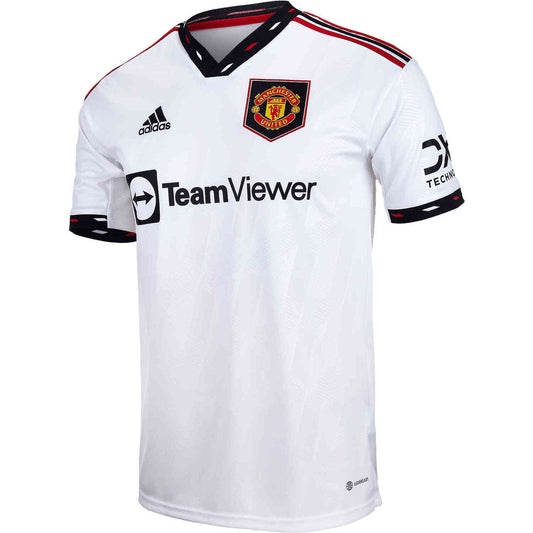 adidas Youth Manchester United Away Jersey 22/23 Club Replica Closeout White Youth Medium - Third Coast Soccer