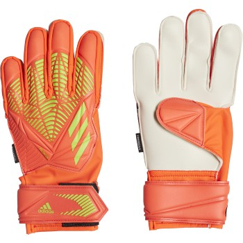 adidas Junior Predator Match Fingersave Goalkeeper Glove - Solar Red/Solar Green Goalkeeper Solar Red/Team Solar Green Size 7 - Third Coast Soccer