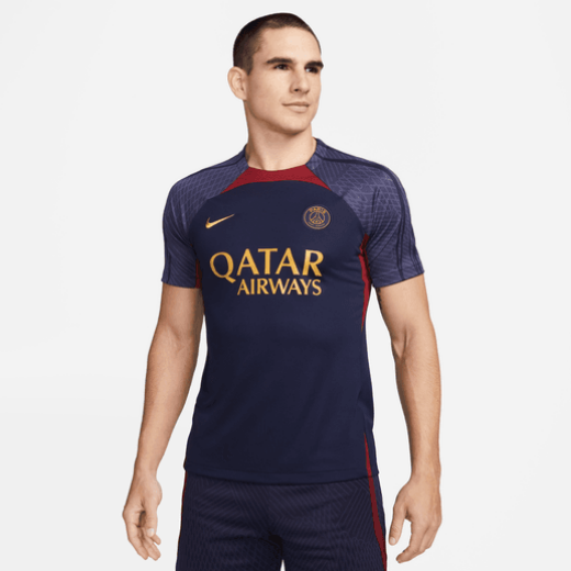 Nike Paris Saint-Germain Strike SS Top - Blackened Blue Club Replica Blackened Blue/Gold Suede Mens Small - Third Coast Soccer