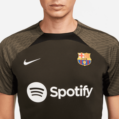 Nike FC Barcelona Strike SS Top - Sequoia/Black Club Replica   - Third Coast Soccer
