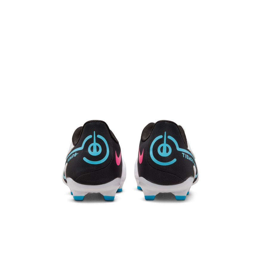 Nike Junior Tiempo Legend 9 Club FG - White/Black/Baltic Blue Youth Firm Ground White/Black/Baltic Blue/Pink Youth 3.5 - Third Coast Soccer