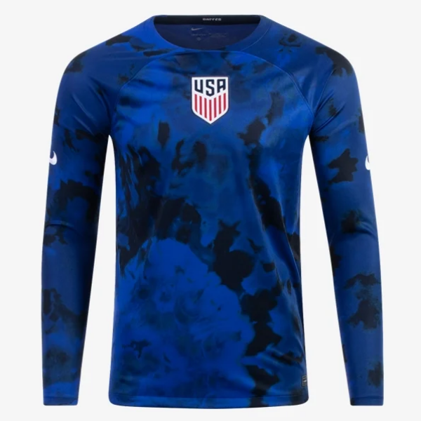 Nike USMNT Away Long Sleeve Jersey 2022 International Replica Closeout Mens Small Bright Blue/White - Third Coast Soccer