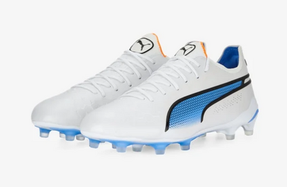 Puma King Ultimate FG/AG - White/Black/Blue Glimmer Men's Footwear Closeout   - Third Coast Soccer
