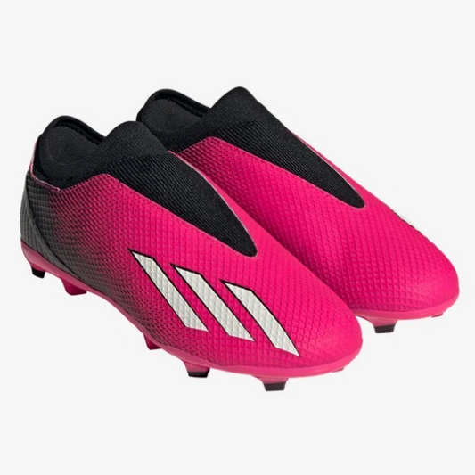 adidas Junior X Speedportal.3 Laceless FG - Shock Pink/White/Black Youth Footwear Closeout Youth 10.5 Shock Pink/Zero Met/Black - Third Coast Soccer