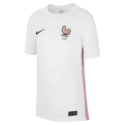 Nike Youth France Away Jersey 22/23 International Replica Closeout White/Pink Glaze/Blackened Blu Youth Small - Third Coast Soccer