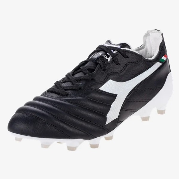 Diadora Brasil Elite 2 Tech Italia LPX FG - Black/White Mens Footwear Black/White Mens 6.5 - Third Coast Soccer