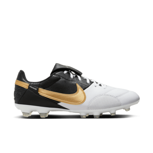 Nike Premier 3 FG - White/Metallic Gold/Black Men's Footwear Closeout Mens 6.5 White/Metallic Gold/Black - Third Coast Soccer