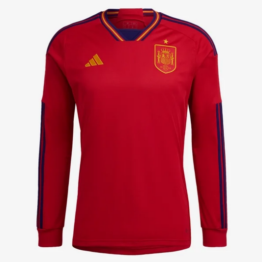 Adidas Spain Home Long Sleeve Jersey 2022 International Replica Closeout Mens Small Team Power Red/Team Navy Blue - Third Coast Soccer