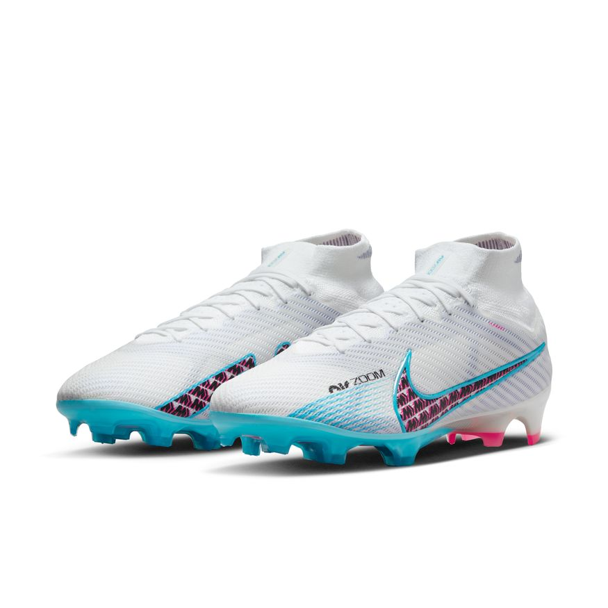 Nike Zoom Mercurial Superfly 9 Elite FG - White/Baltic Blue/Pink Blast Mens Footwear Mens 7 White/Baltic Blue/Pink Blast - Third Coast Soccer