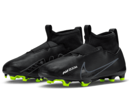 Nike Junior Zoom Mercurial Superfly 9 Academy FG - Black/Grey/Volt Youth Footwear Closeout Black/Summit Grey/Volt Youth 1 - Third Coast Soccer