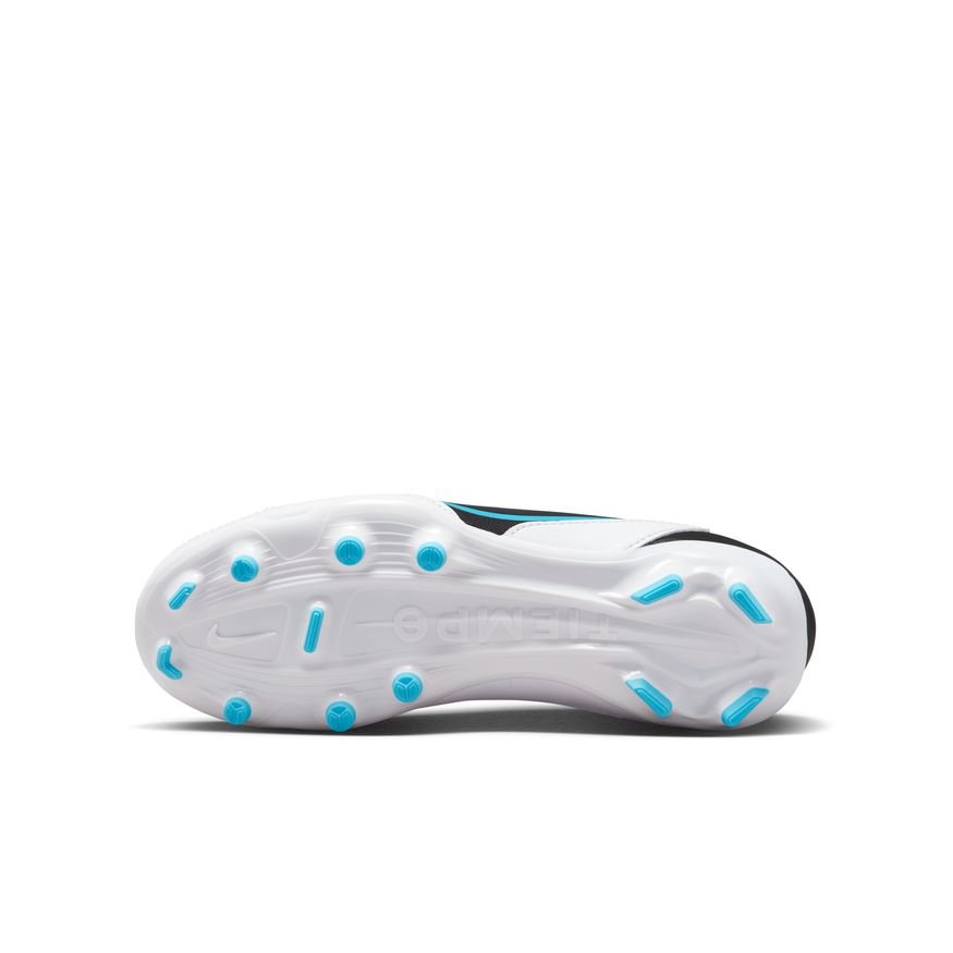 Nike Junior Tiempo Legend 9 Club FG - White/Black/Baltic Blue Youth Firm Ground White/Black/Baltic Blue/Pink Youth 2.5 - Third Coast Soccer