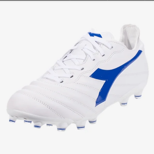 Diadora Brasil Elite LT LP - Optic White/Blue Mens Footwear Mens 6.5 Optical White/Royal Blue - Third Coast Soccer