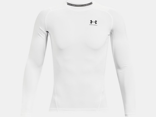 UA Heatgear Compression Long Sleeve - White Training Wear   - Third Coast Soccer
