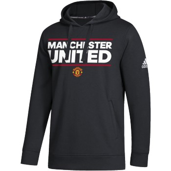 adidas Manchester United Fleece Hoody - Black Club Replica Black/White Mens XSmall - Third Coast Soccer