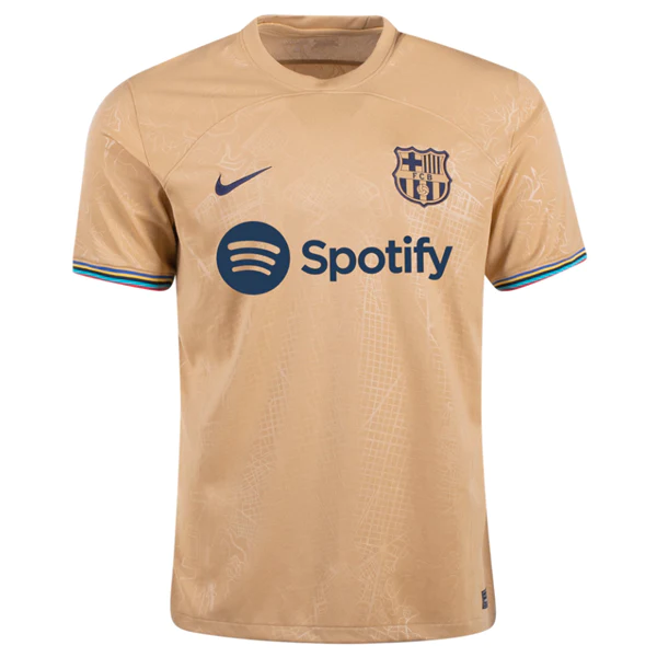Nike FC Barcelona Away Jersey 22/23 Club Replica Club Gold/Obsidian Mens Small - Third Coast Soccer
