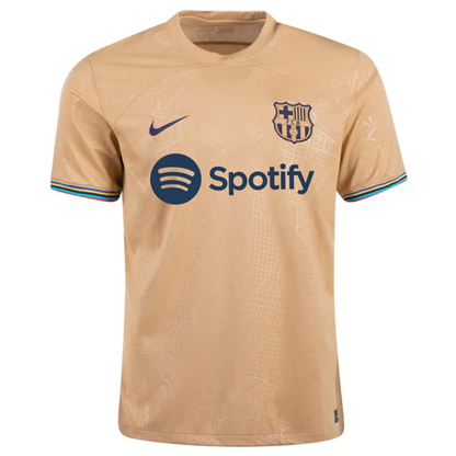 Nike FC Barcelona Away Jersey 22/23 Club Replica Club Gold/Obsidian Mens Small - Third Coast Soccer