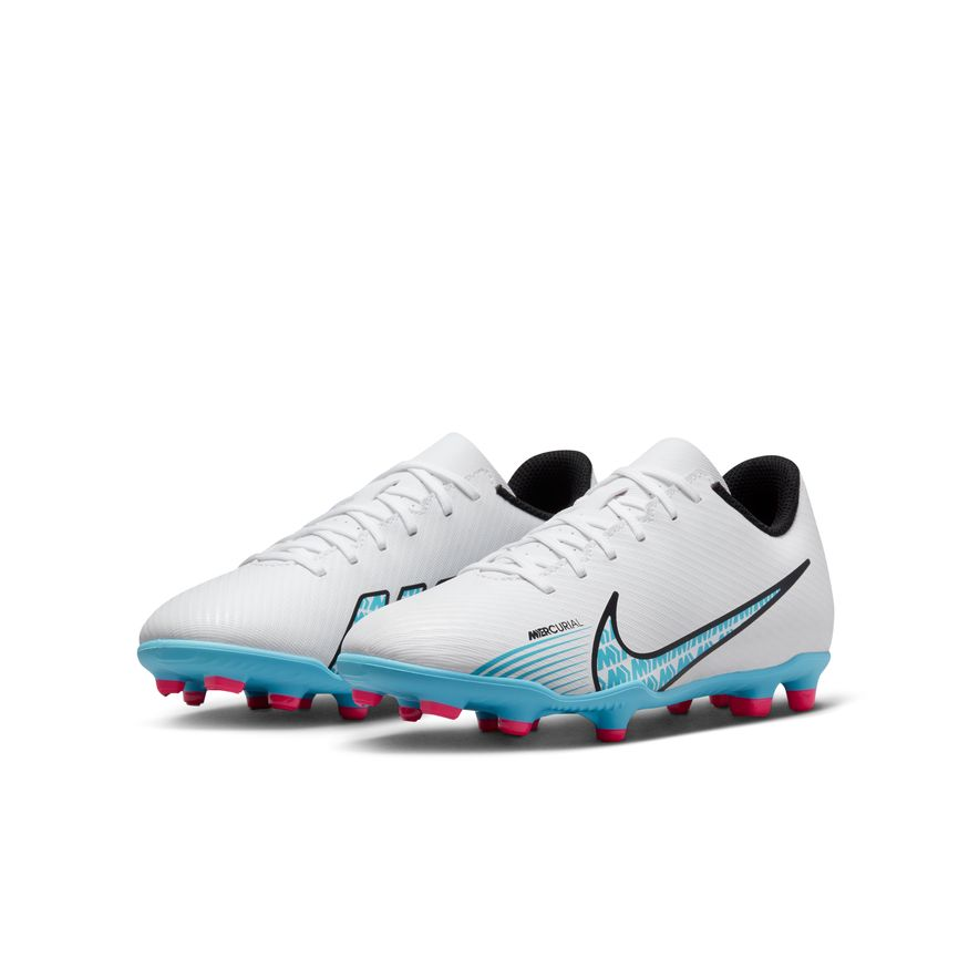 Nike Junior Mercurial Vapor 15 Club FG - White/Baltic Blue/Pink Blast Youth Footwear White/Baltic Blue/Pink Blast Youth 1 - Third Coast Soccer