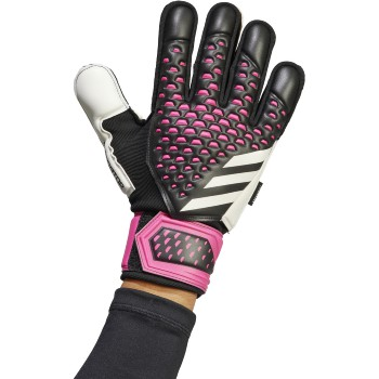 adidas Predator Match Fingersave GK Glove - Black/White/Shock Pink Goalkeeper Size 12 Black/White/Team Shock Pink - Third Coast Soccer
