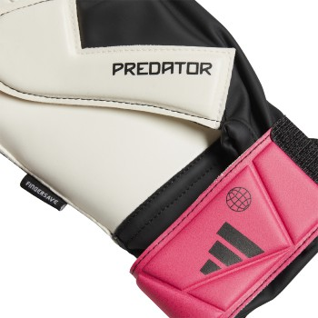 adidas Junior Predator Match Fingersave Gkoalkeeper Glove - Black/White/Shock Pink Gloves   - Third Coast Soccer