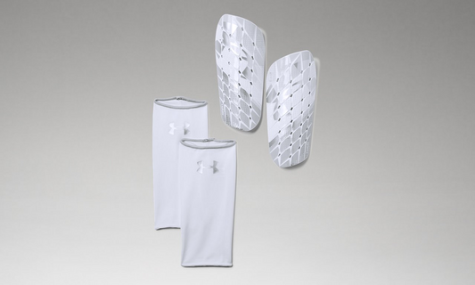 Under Armour Flex Pro Shinguard - White/Grey Adult Shinguards White/Grey Small - Third Coast Soccer