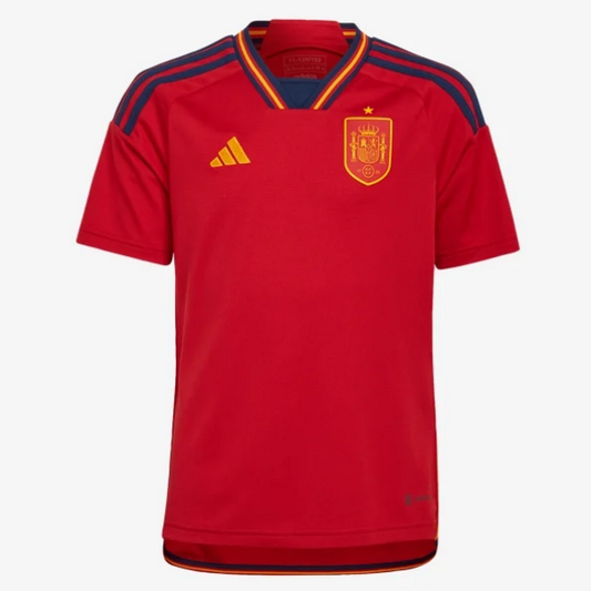 adidas Youth Spain Home Jersey 2022 International Replica Closeout Youth Small Team Power Red/Team Navy Blue - Third Coast Soccer