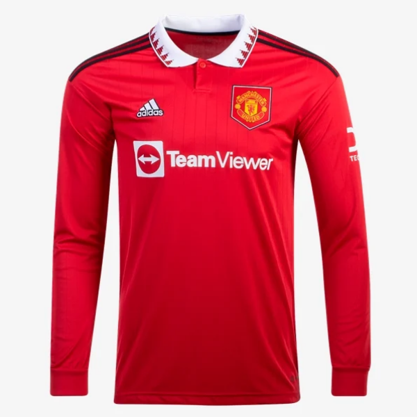 adidas Manchester United Home LS Jersey 22/23 Club Replica Closeout Real Red Small - Third Coast Soccer