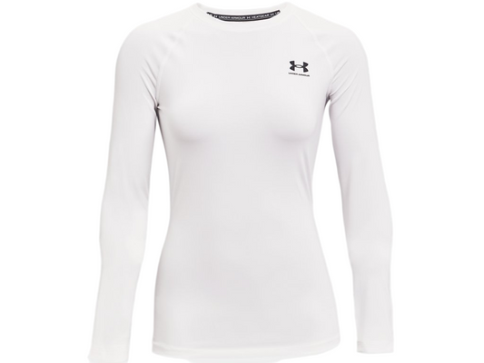 UA Womens Heatgear Compression Long Sleeve - White Training Wear White Womens XSmall - Third Coast Soccer