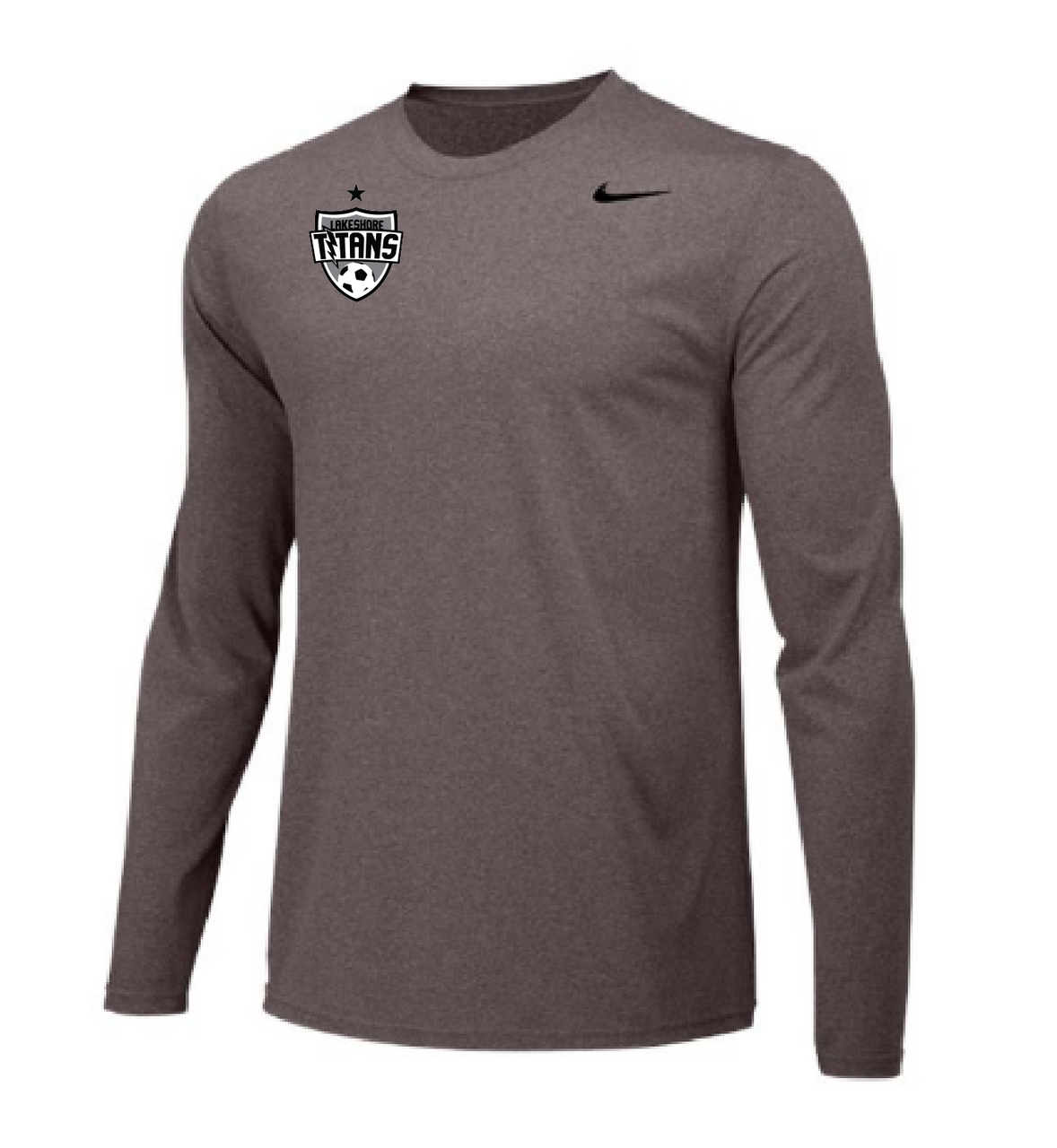 Nike Lakeshore LS Team Legend Crew Training Wear Carbon Heather Mens Small - Third Coast Soccer