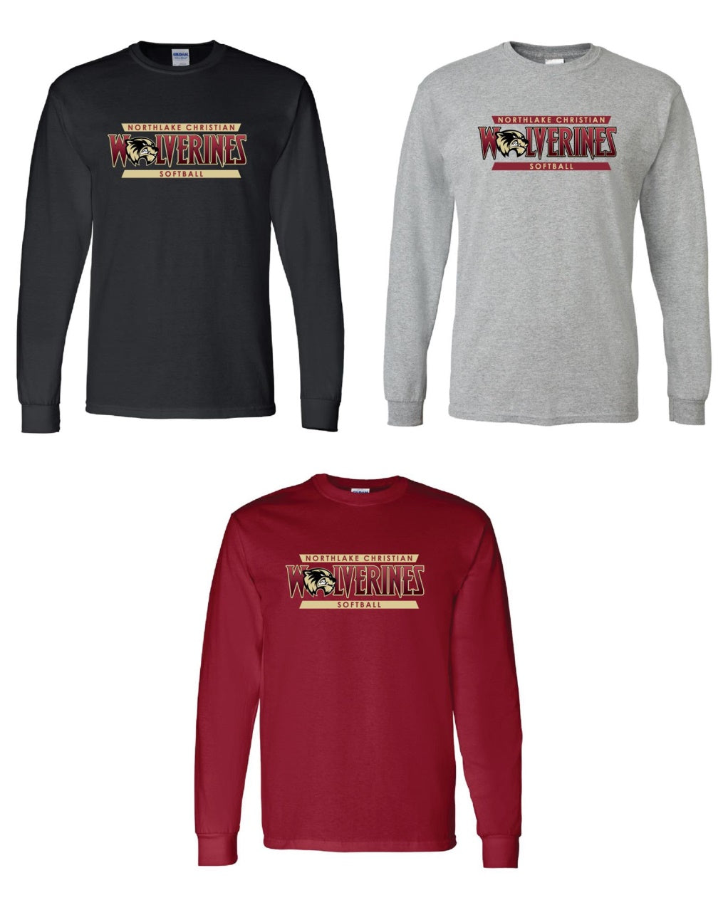 Northlake Christian Softball Long-Sleeve T-Shirt - Black, Sport Grey or Garnet NCS Softball   - Third Coast Soccer
