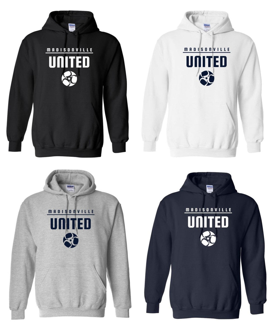 Madidsonville United Hoody - Black, Grey, Navy or White Madisonville United Spiritwear   - Third Coast Soccer