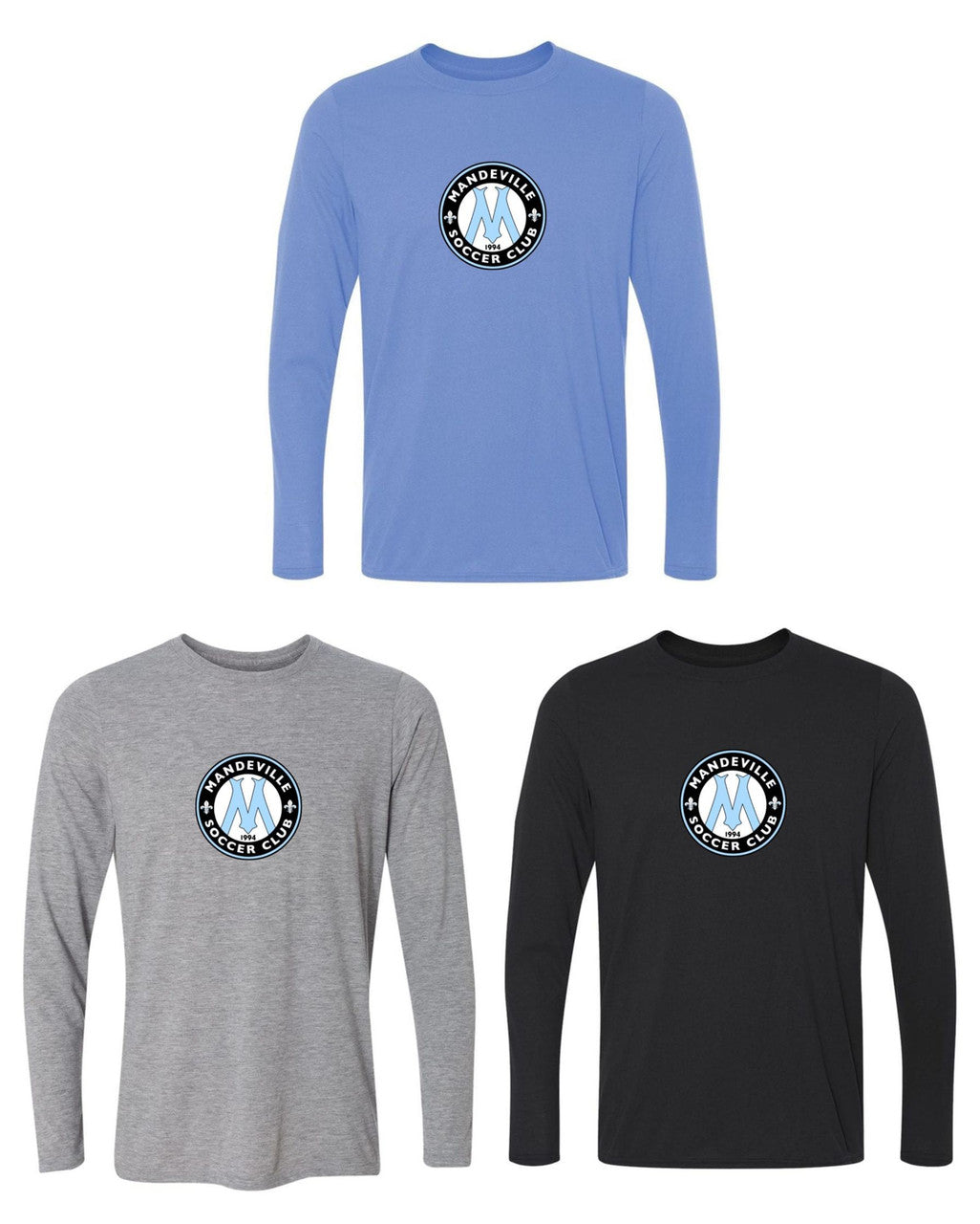 MSC Shield Long-Sleeve T-Shirt - Black, Grey Or Light Blue MSC Spiritwear   - Third Coast Soccer