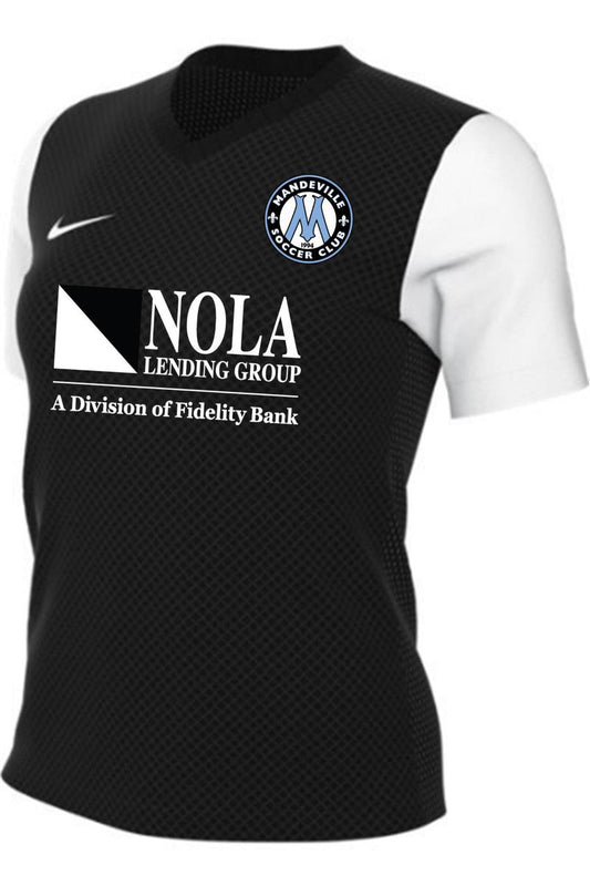 Nike MSC Womens Tiempo Premium II Jersey - Black Mandeville Soccer Club 22-24 Womens Small Black/White - Third Coast Soccer