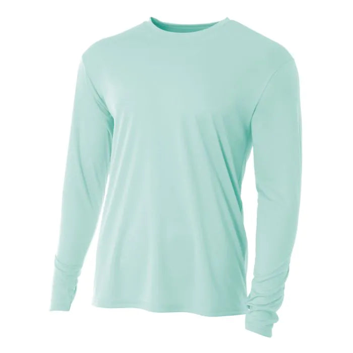A4 Cooling Perf L/S Crew Training Wear Pastel Mint Blue X-Small - Third Coast Soccer