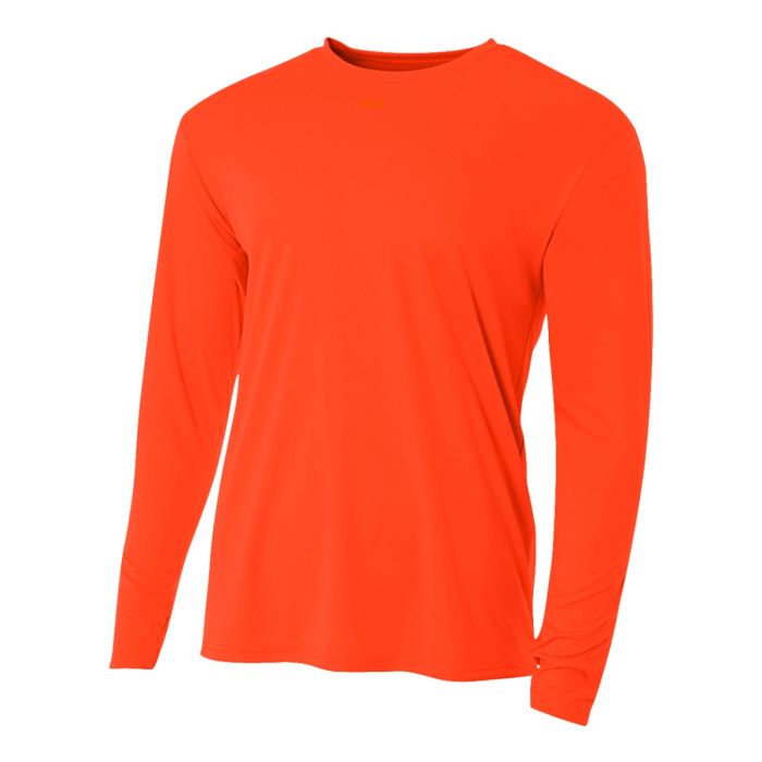 A4 Cooling Perf L/S Crew Training Wear Safety Orange X-Small - Third Coast Soccer