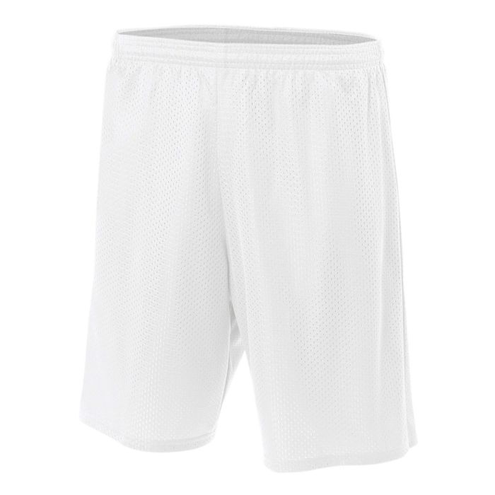 A4 7" Lined Tricot Mesh Short Shorts White Mens Small - Third Coast Soccer