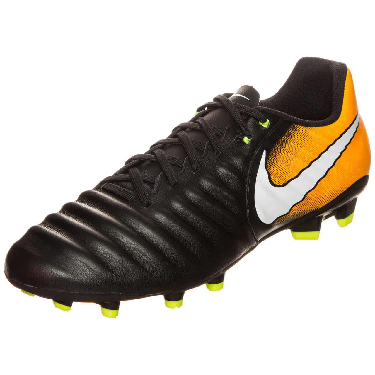 Nike Tiempo Ligera IV FG - Black/White/Laser Orange/Volt Mens Firm Ground Black/White/Laser Orange/Volt Mens 6.5 - Third Coast Soccer