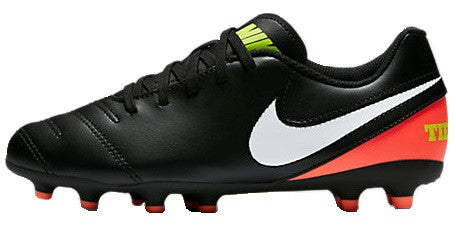 Nike Tiempo Rio III Junior FG - Black/Hyper Orange/Volt/White Youth Firm Ground Black/White-Hyper Orange-Volt Youth 1 - Third Coast Soccer