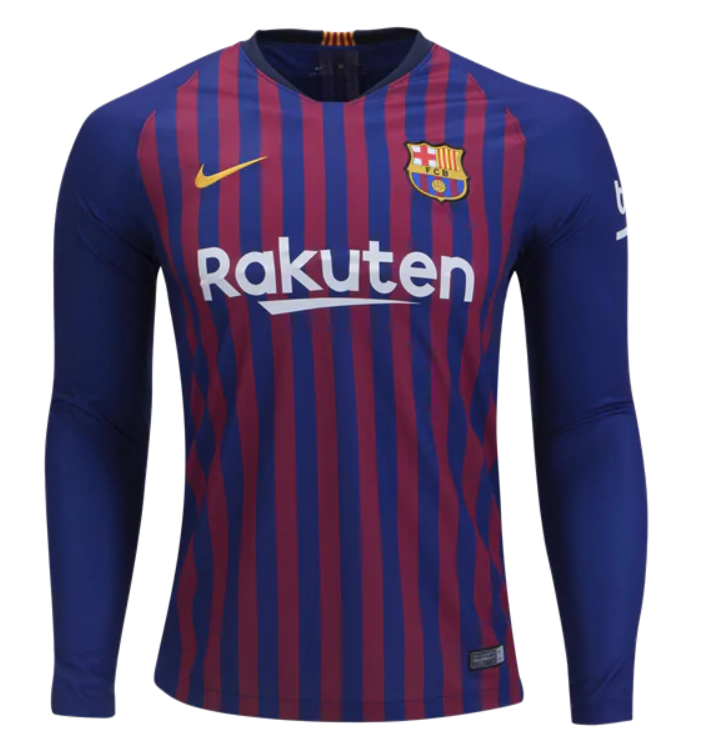 Nike FC Barcelona Home L/S Jersey 18/19 Club Replica Mens Small  - Third Coast Soccer