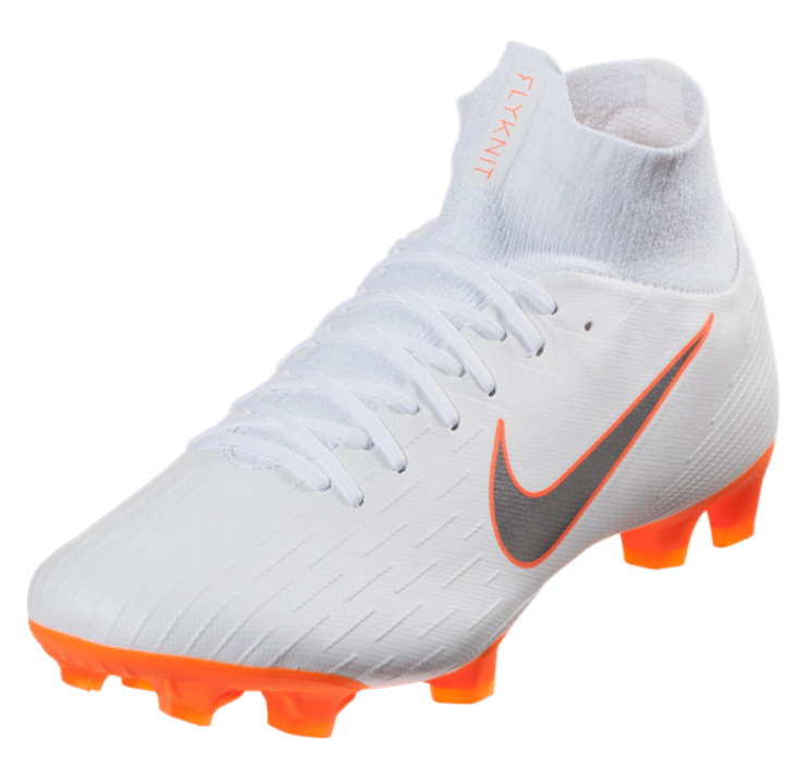 Nike Superfly 6 Pro Fg - White/Metallic Cool Grey/Total Orange Mens Firm Ground White/Mtlc Cool Grey/Orange Mens 6.5 - Third Coast Soccer