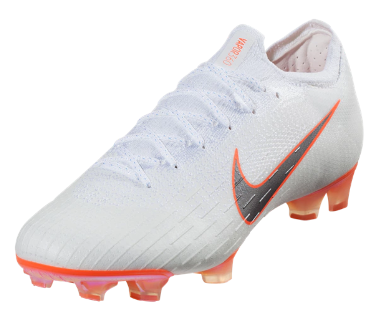 Nike Vapor 12 Elite FG - White/Metallic Cool Grey/Total Orange Mens Firm Ground White/Mtlc Cool Grey/Orange Mens 6.5 - Third Coast Soccer