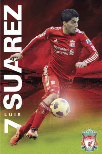 Suarez Liverpool Action Poster Posters 24" X 36"  - Third Coast Soccer