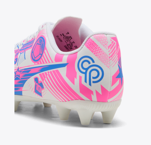 PUMA ULTRA CP LEGACY FG/AG JR - White/Poison Pink/Ultra Blue Youth Footwear - Third Coast Soccer