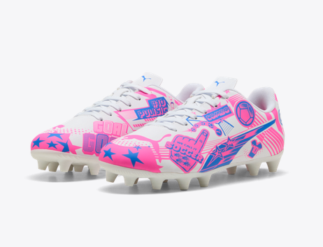 PUMA ULTRA CP LEGACY FG/AG JR - White/Poison Pink/Ultra Blue Youth Footwear White Youth 8 - Third Coast Soccer