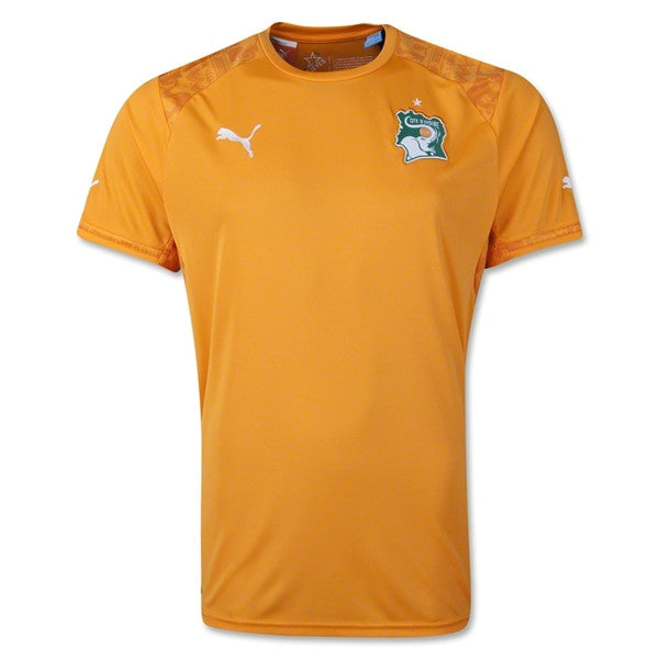 PUMA Ivory Coast Home Jersey 14/15 International Replica Flame Orange Small - Third Coast Soccer