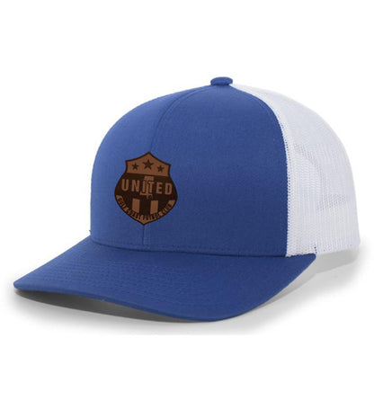 TCS Gulf Coast United Trucker Hat Gulf Coast United Spiritwear Royal/White Leather Patch - Third Coast Soccer